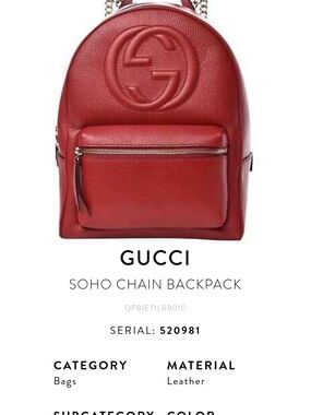 Gucci Red Soho Chain Backpack
